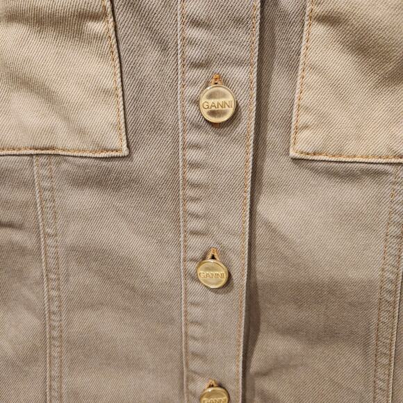 Ganni denim button front khaki dress size 8 - Picture 6 of 6